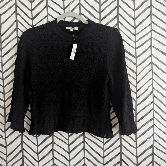 Madewell Tops - Madewell Black Crochet-Knit Long Sleeve Top